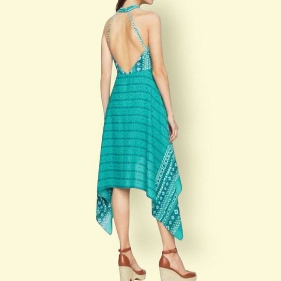 BCBG MAXAZRIA Danela Bluesurf Combo Halted Scarf Dress | US Size 8 - Picture 2 of 6